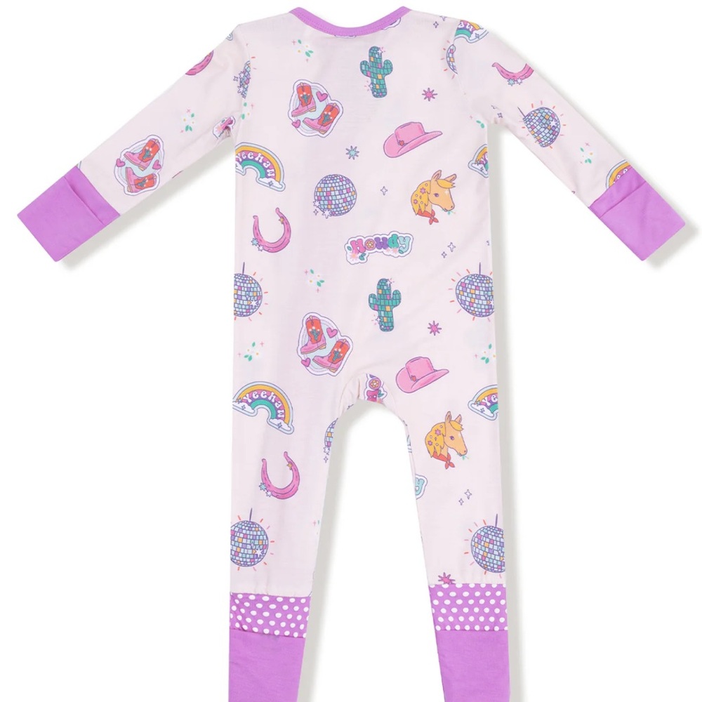Angel Dear Pink and Purple Cowboy Print One-Piece, NWOT